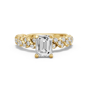 Image for Emerald Surprise diamond Ring with Twist Pave band