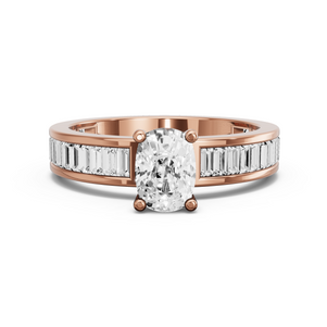 Image for Cushion Surprise diamond Ring with Baguette Channel band in 10K Rose Gold
