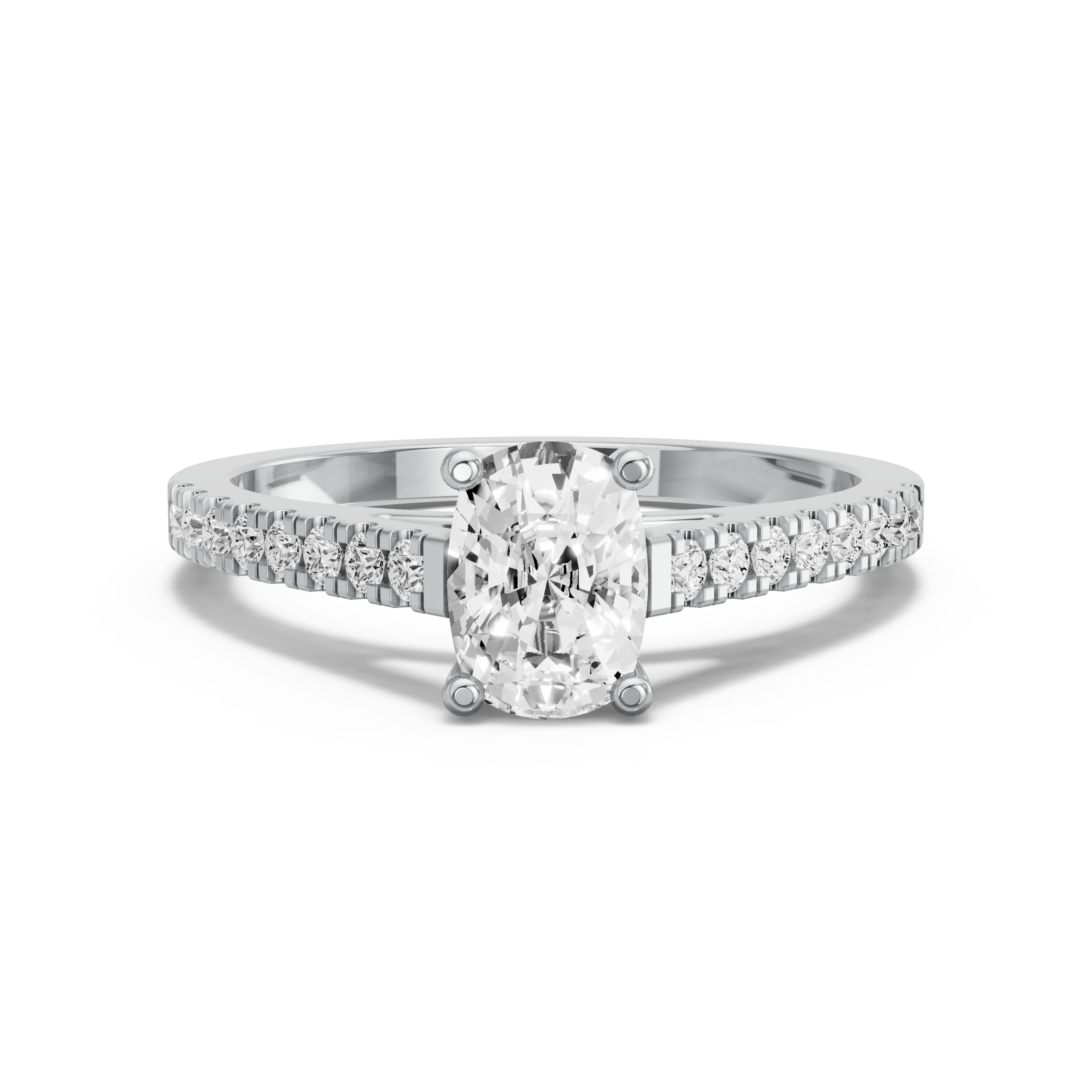 Image for Cushion Surprise diamond Ring with Cathedral Pave band in 950 Platinum