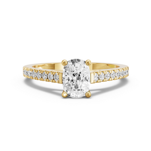 Image for Cushion Surprise diamond Ring with Cathedral Pave band in 18K Yellow Gold