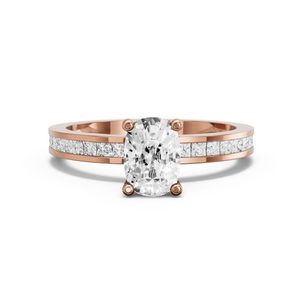 Image for Cushion Surprise diamond Ring with Channel band in 10K Rose Gold