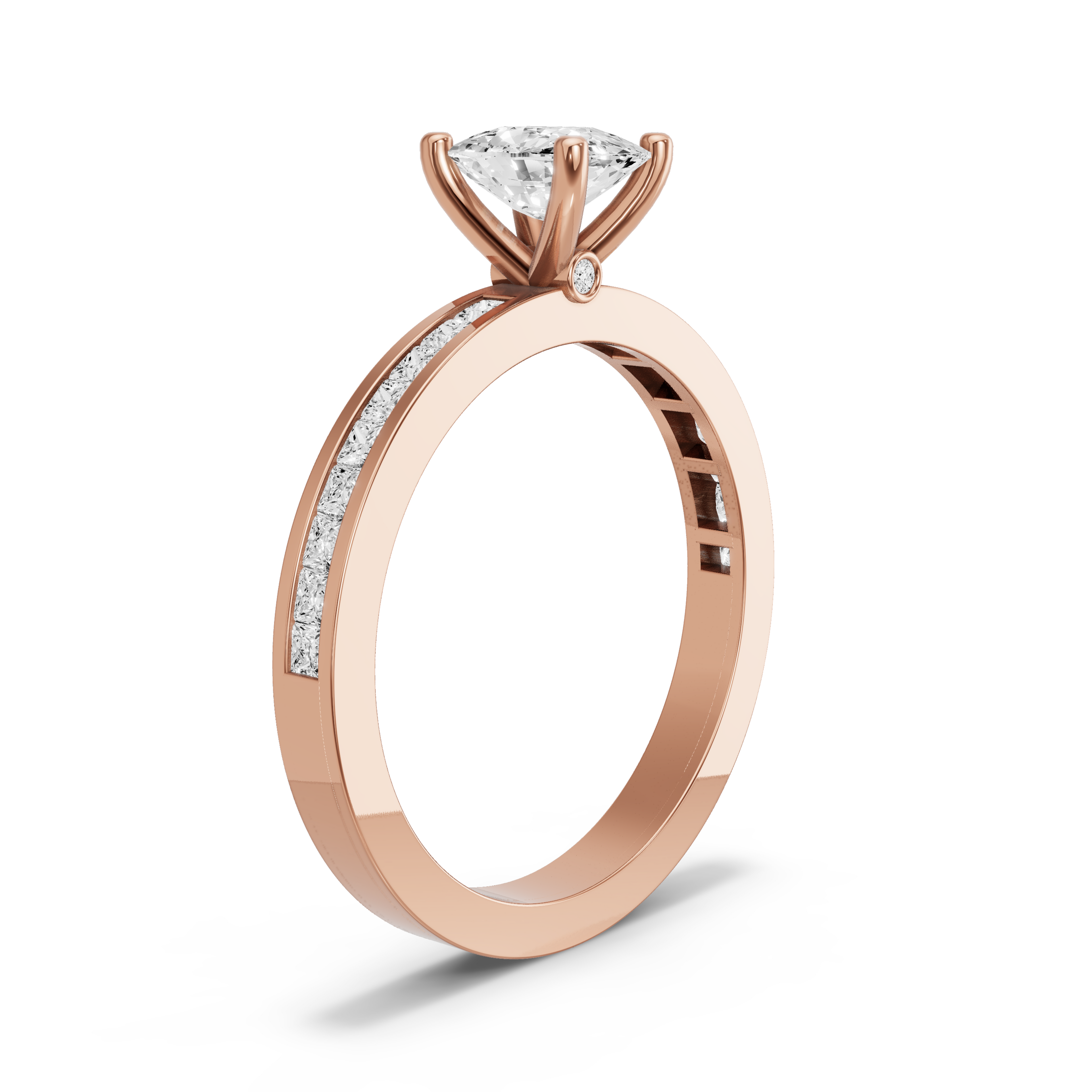 Image for Cushion Surprise diamond Ring with Channel band in 10K Rose Gold
