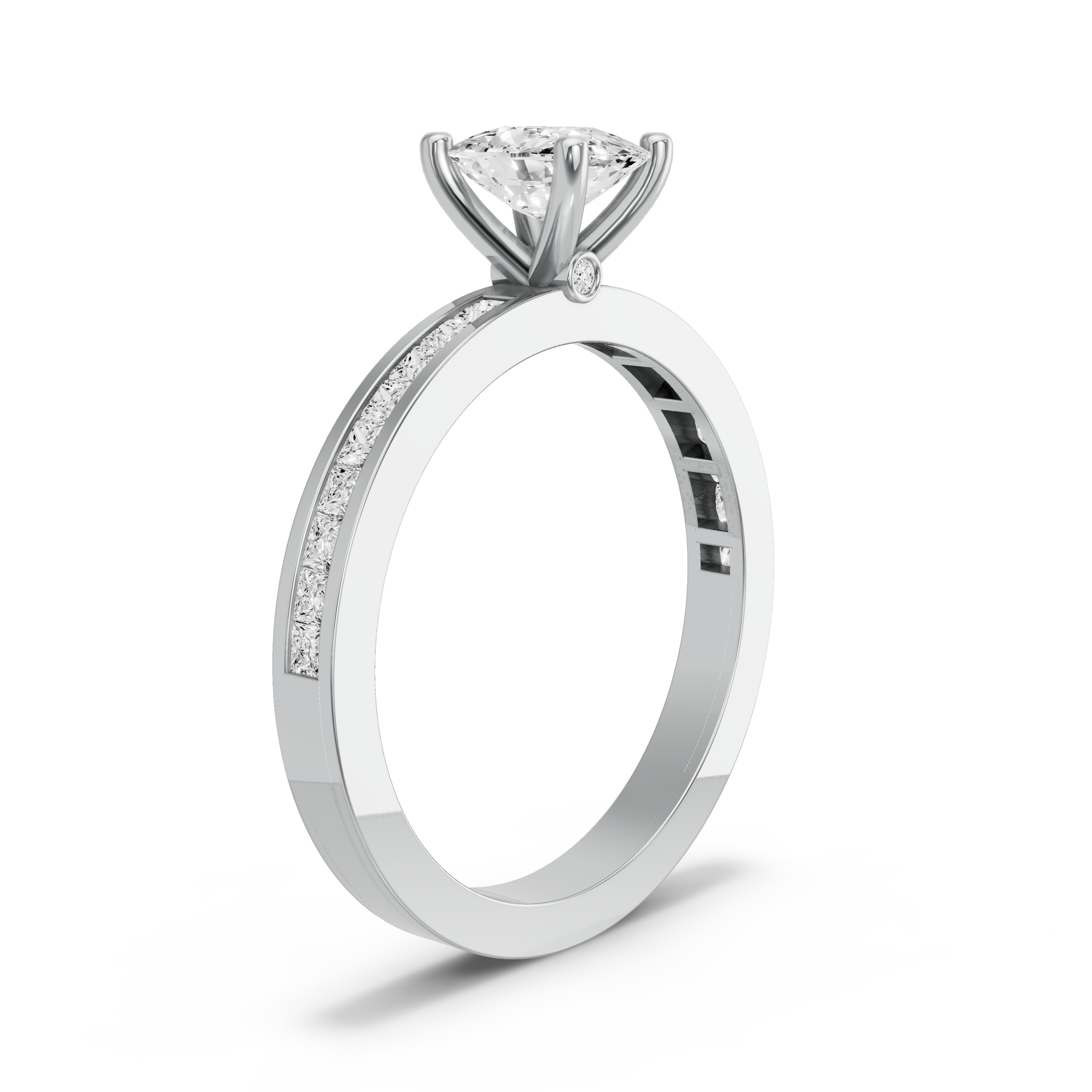 Image for Cushion Surprise diamond Ring with Channel band in 10K White Gold