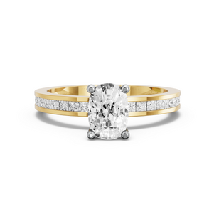 Image for Cushion Surprise diamond Ring with Channel band in 14K Two Tone Yellow Gold