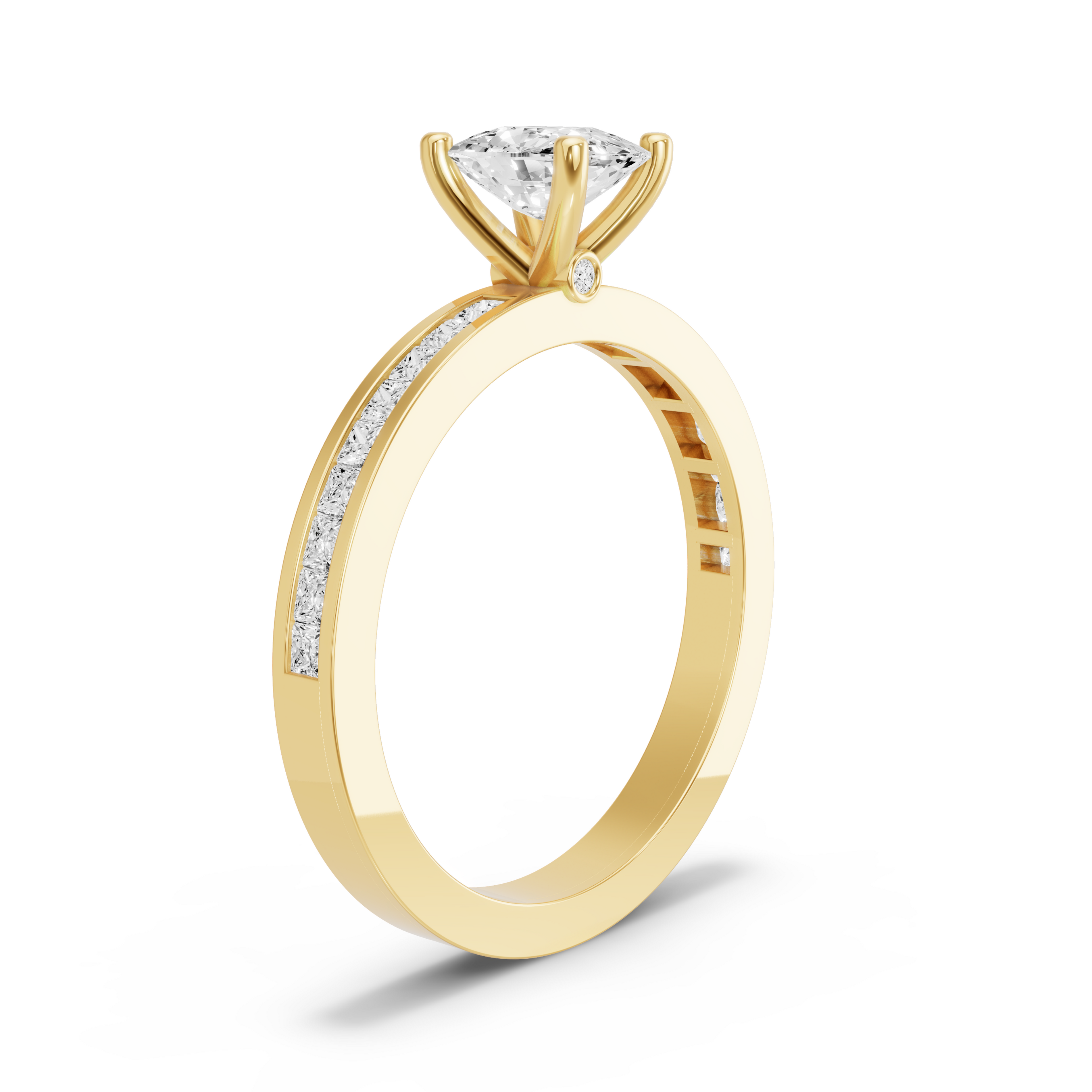 Image for Cushion Surprise diamond Ring with Channel band in 10K Yellow Gold