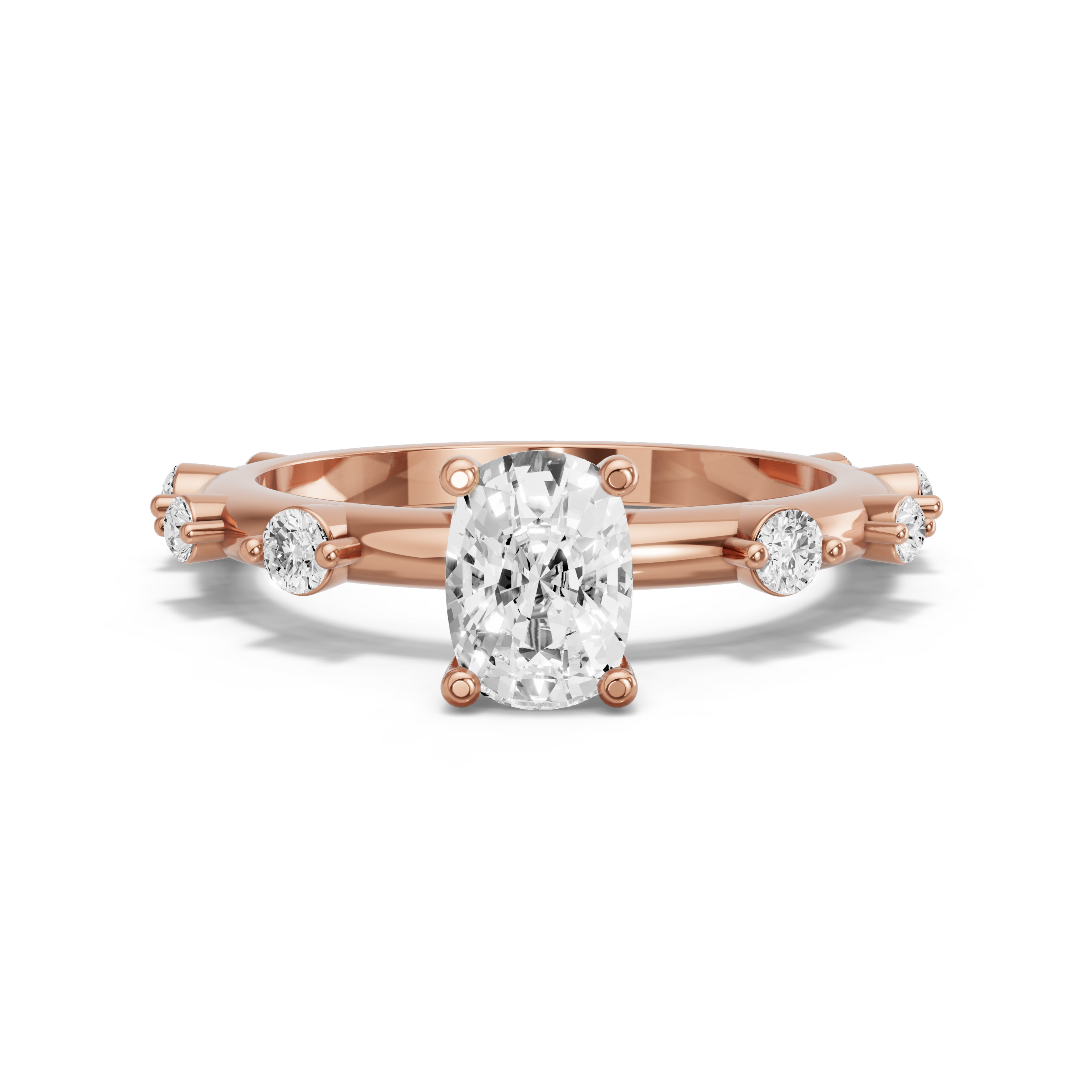 Image for Cushion Surprise diamond Ring with Floating Station band in 18K Rose Gold