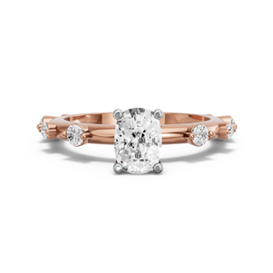 Image for Cushion Surprise diamond Ring with Floating Station band in 10K Two Tone Rose Gold