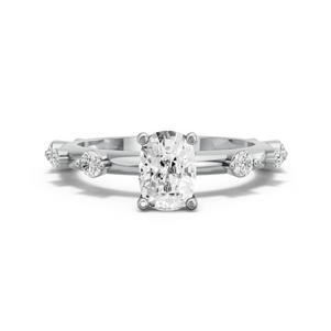 Image for Cushion Surprise diamond Ring with Floating Station band in 14K White Gold