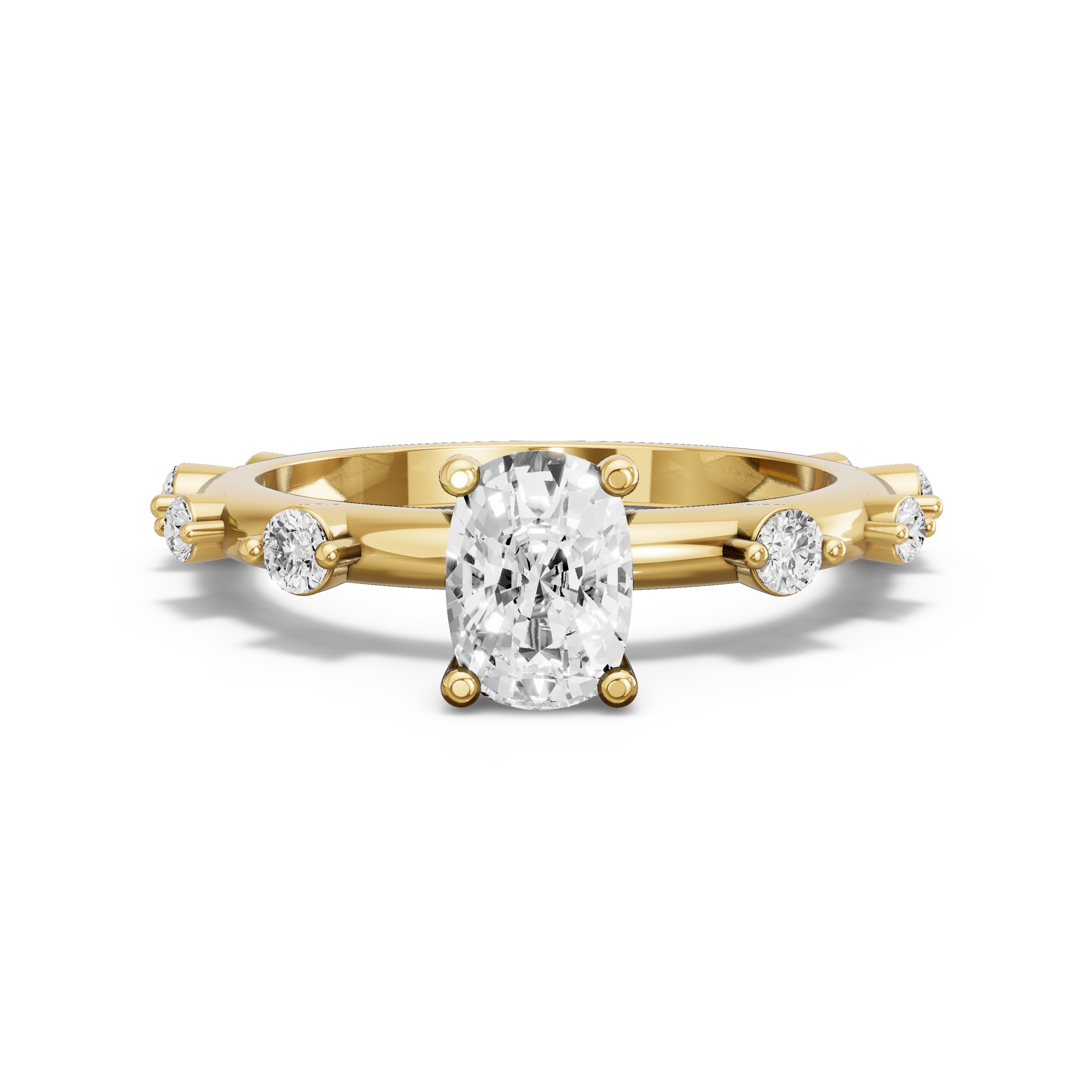 Image for Cushion Surprise diamond Ring with Floating Station band in 14K Yellow Gold
