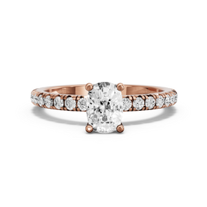 Image for Cushion Surprise diamond Ring with French Pave band in 10K Rose Gold