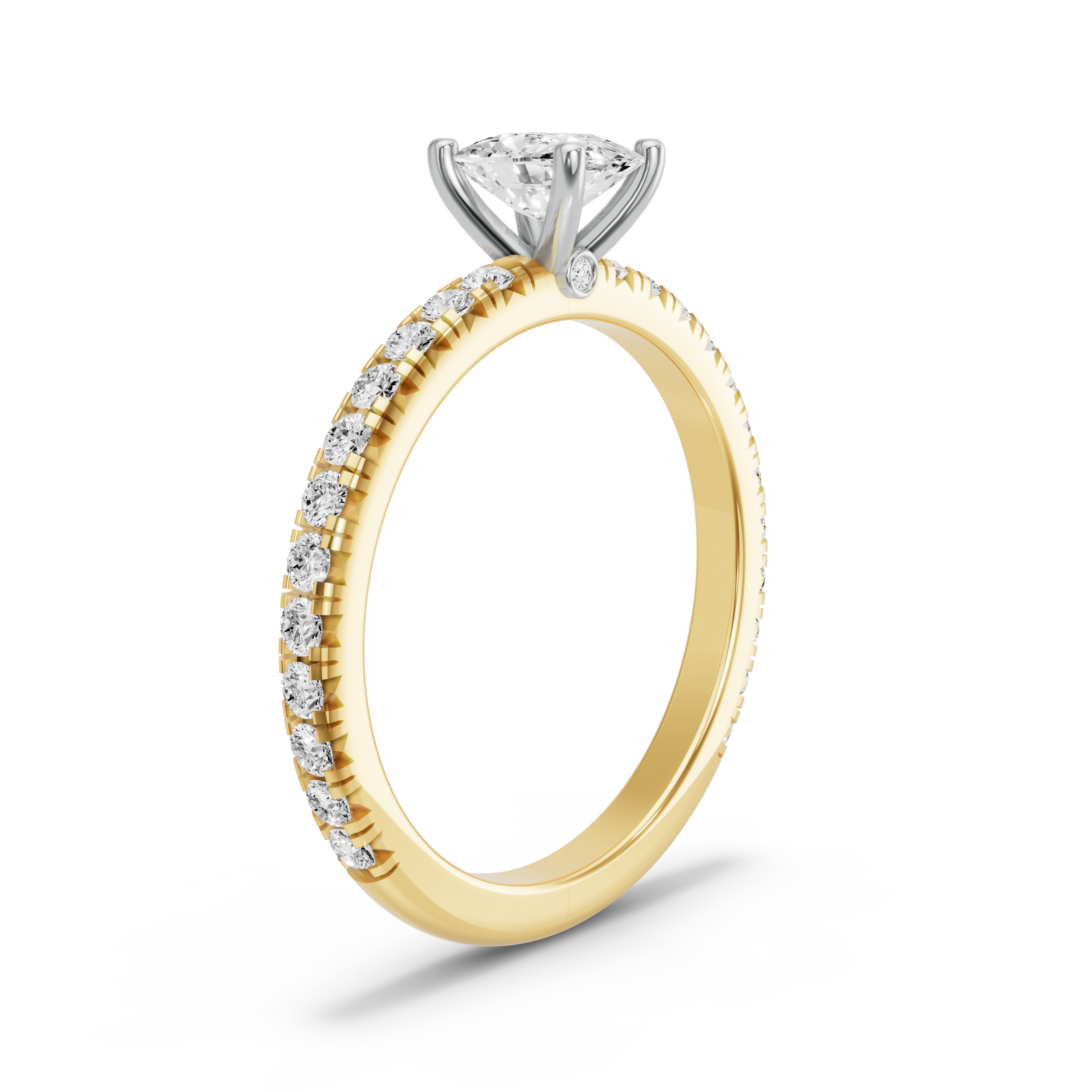 Image for Cushion Surprise diamond Ring with French Pave band in 18K Two Tone Yellow Gold