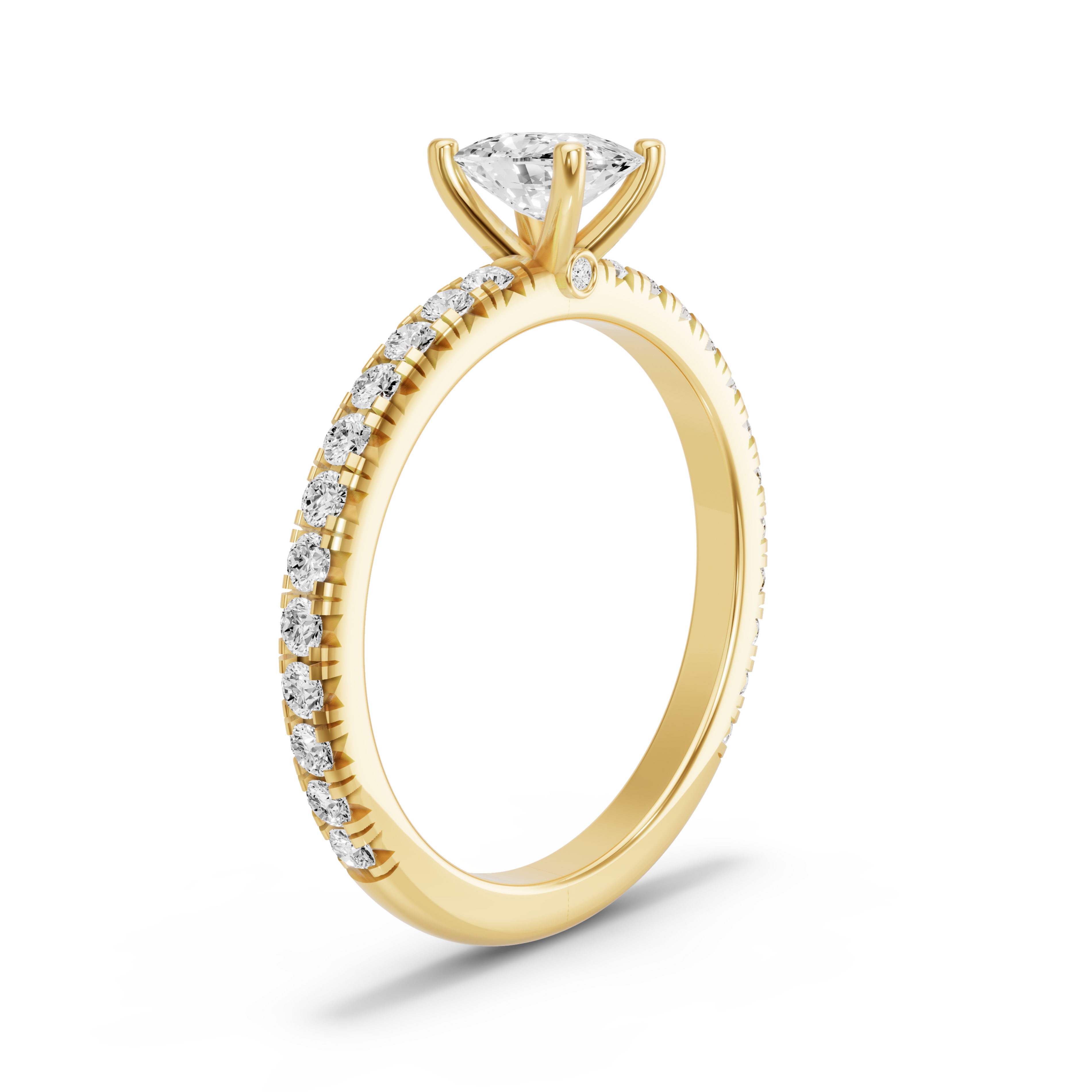 Image for Cushion Surprise diamond Ring with French Pave band in 10K Yellow Gold