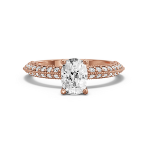 Image for Cushion Surprise diamond Ring with Knife Edge Pave band in 18K Rose Gold