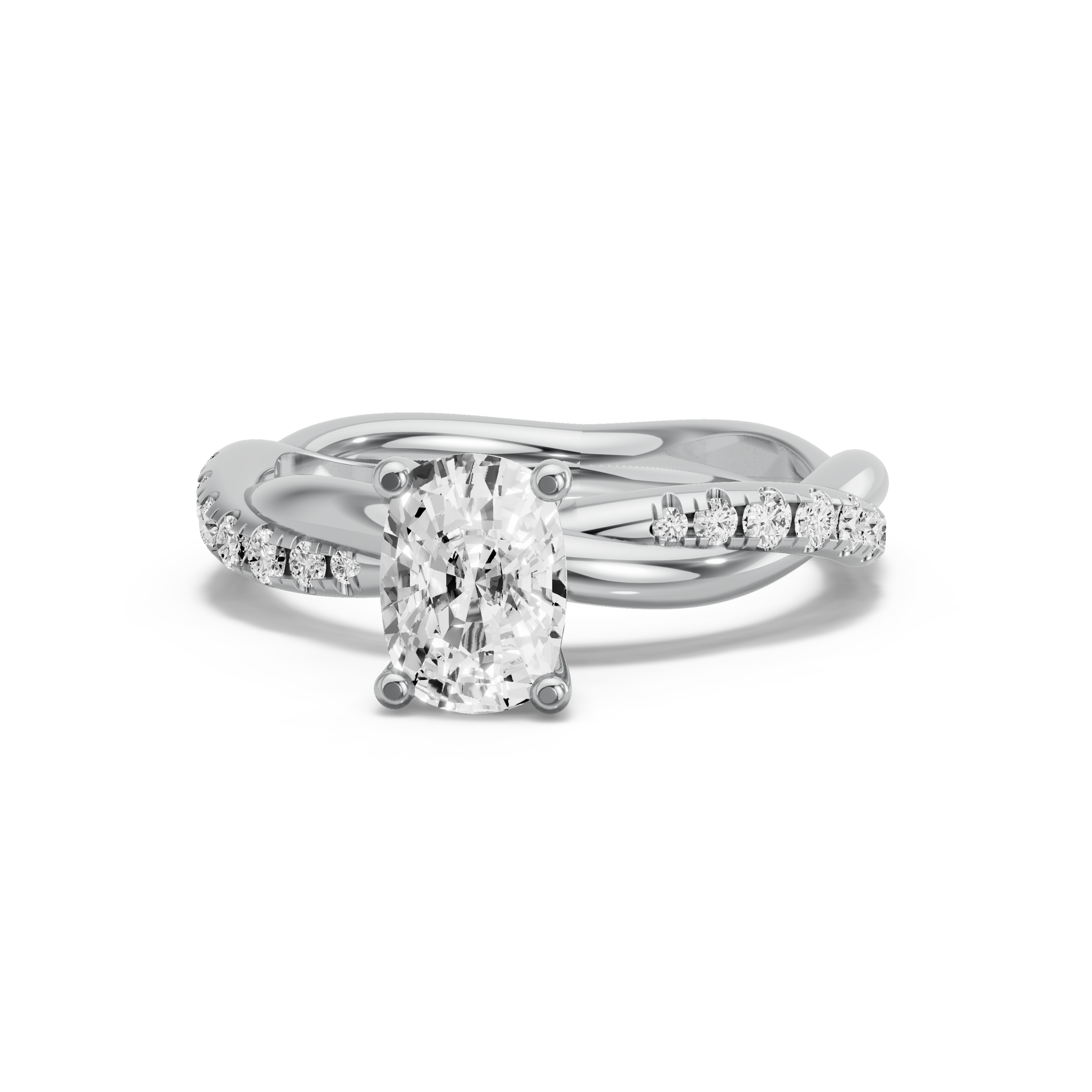 Image for Cushion Surprise diamond Ring with Rope Pave band in 950 Platinum