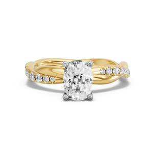 Image for Cushion Surprise diamond Ring with Rope Pave band in 14K Two Tone Yellow Gold