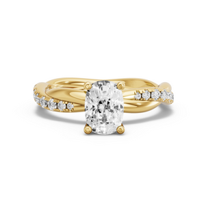 Image for Cushion Surprise diamond Ring with Rope Pave band in 18K Yellow Gold