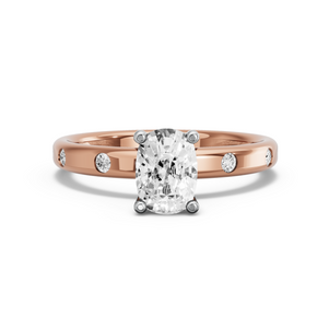 Image for Cushion Surprise diamond Ring with Sleek Accent band in 10K Two Tone Rose Gold