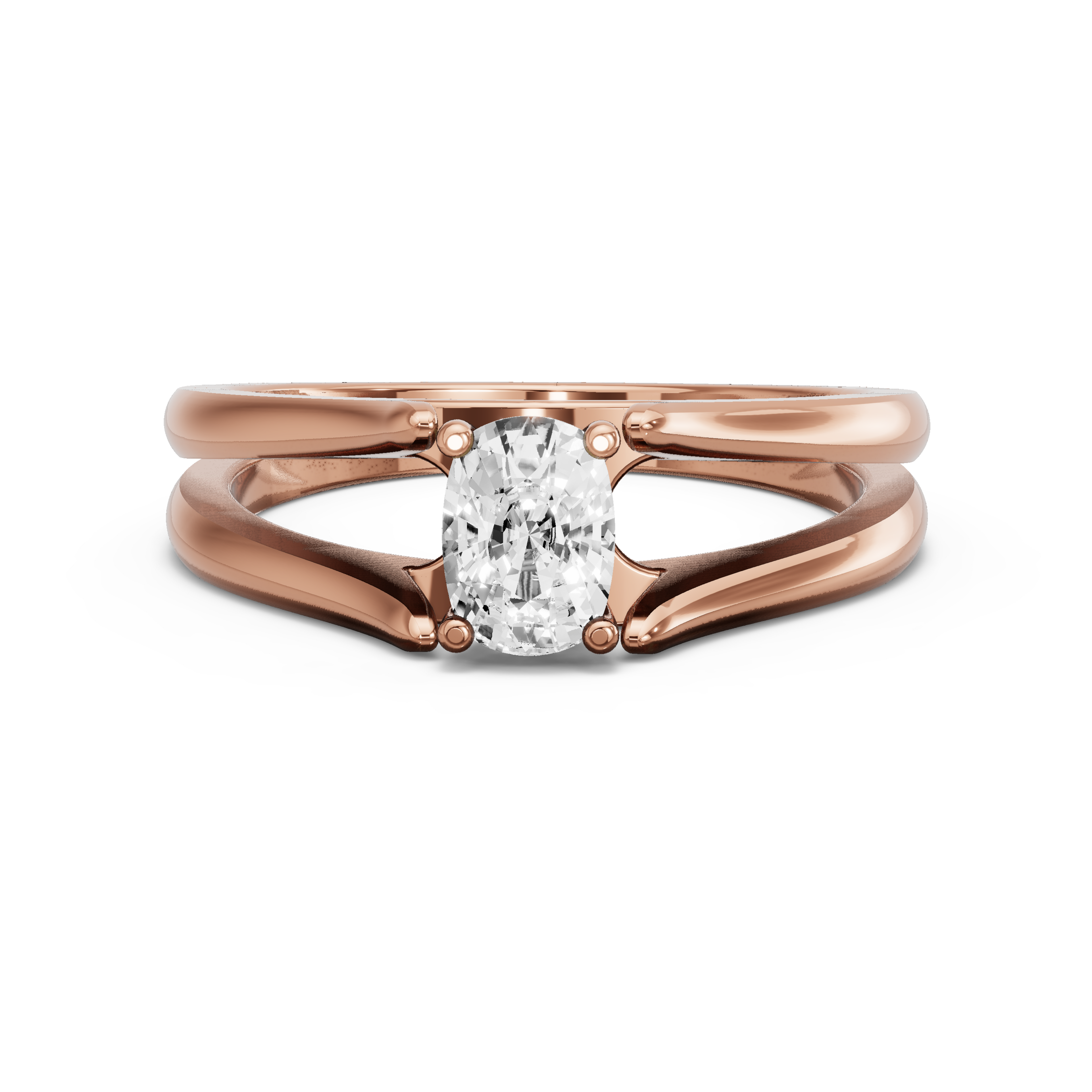 Image for Cushion Surprise diamond Ring with Split Ring Solitaire band in 18K Rose Gold