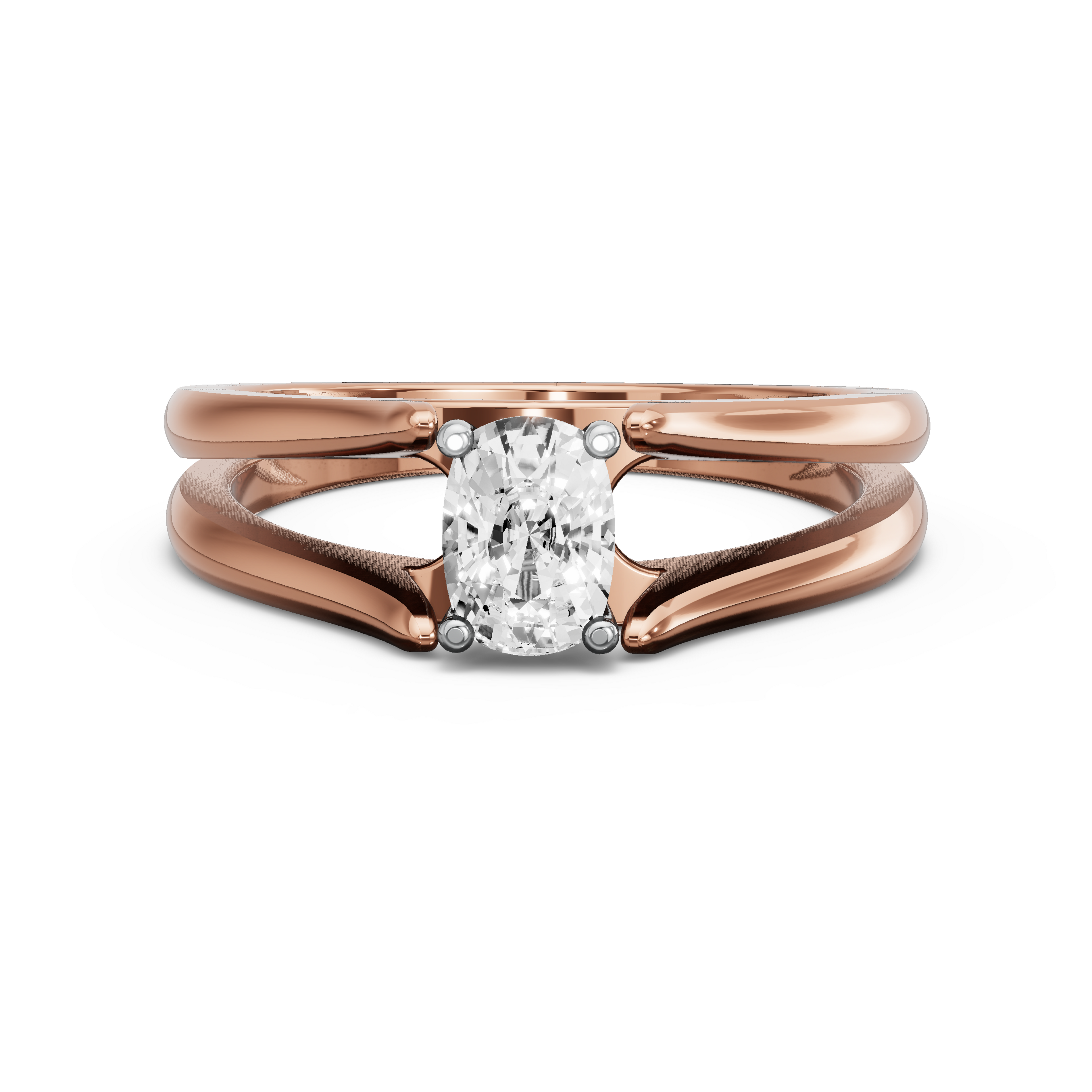Image for Cushion Surprise diamond Ring with Split Ring Solitaire band in 10K Two Tone Rose Gold