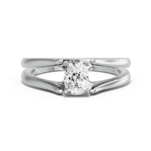 Image for Cushion Surprise diamond Ring with Split Ring Solitaire band in 10K White Gold