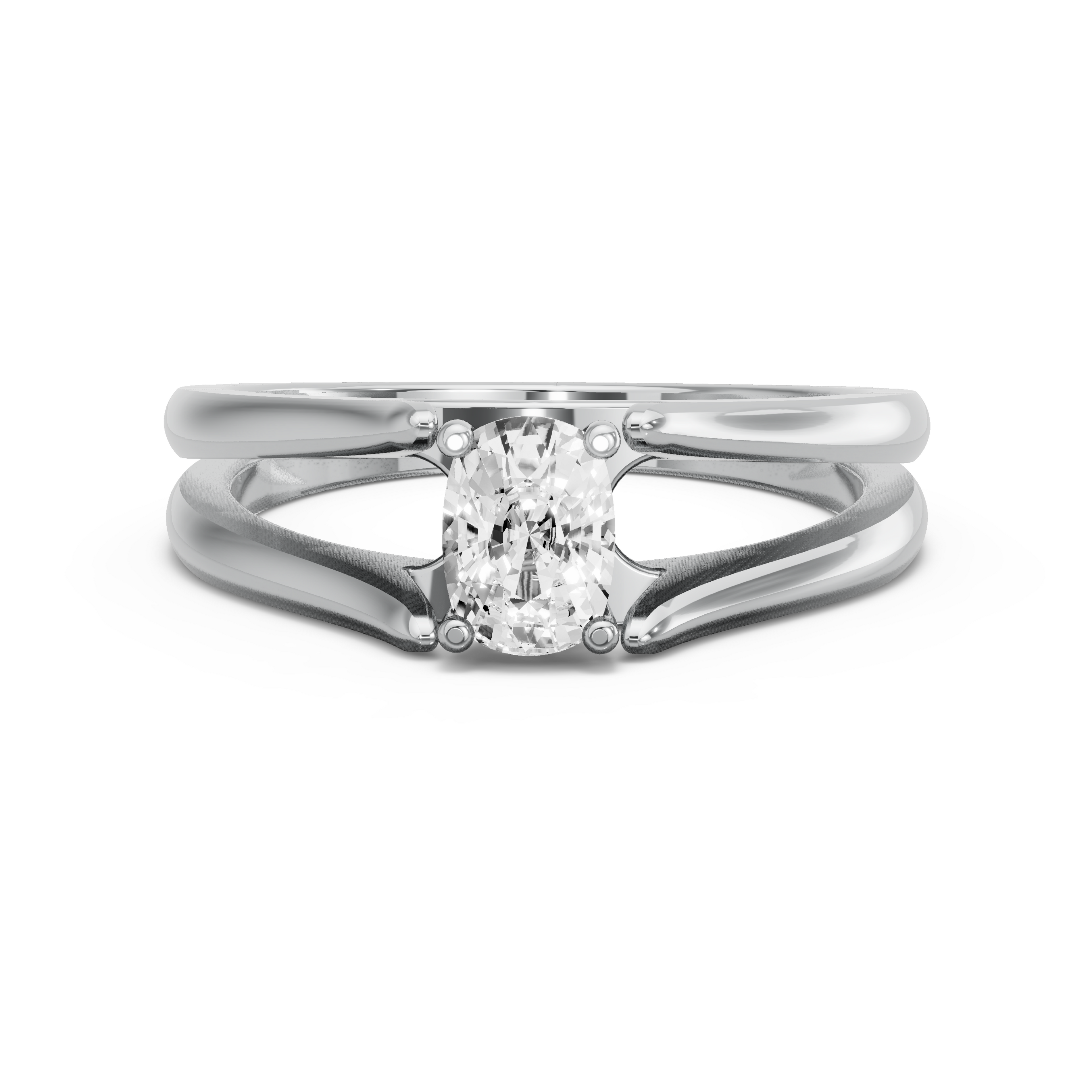 Image for Cushion Surprise diamond Ring with Split Ring Solitaire band in 18K White Gold