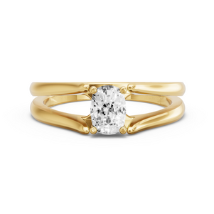 Image for Cushion Surprise diamond Ring with Split Ring Solitaire band in 14K Yellow Gold