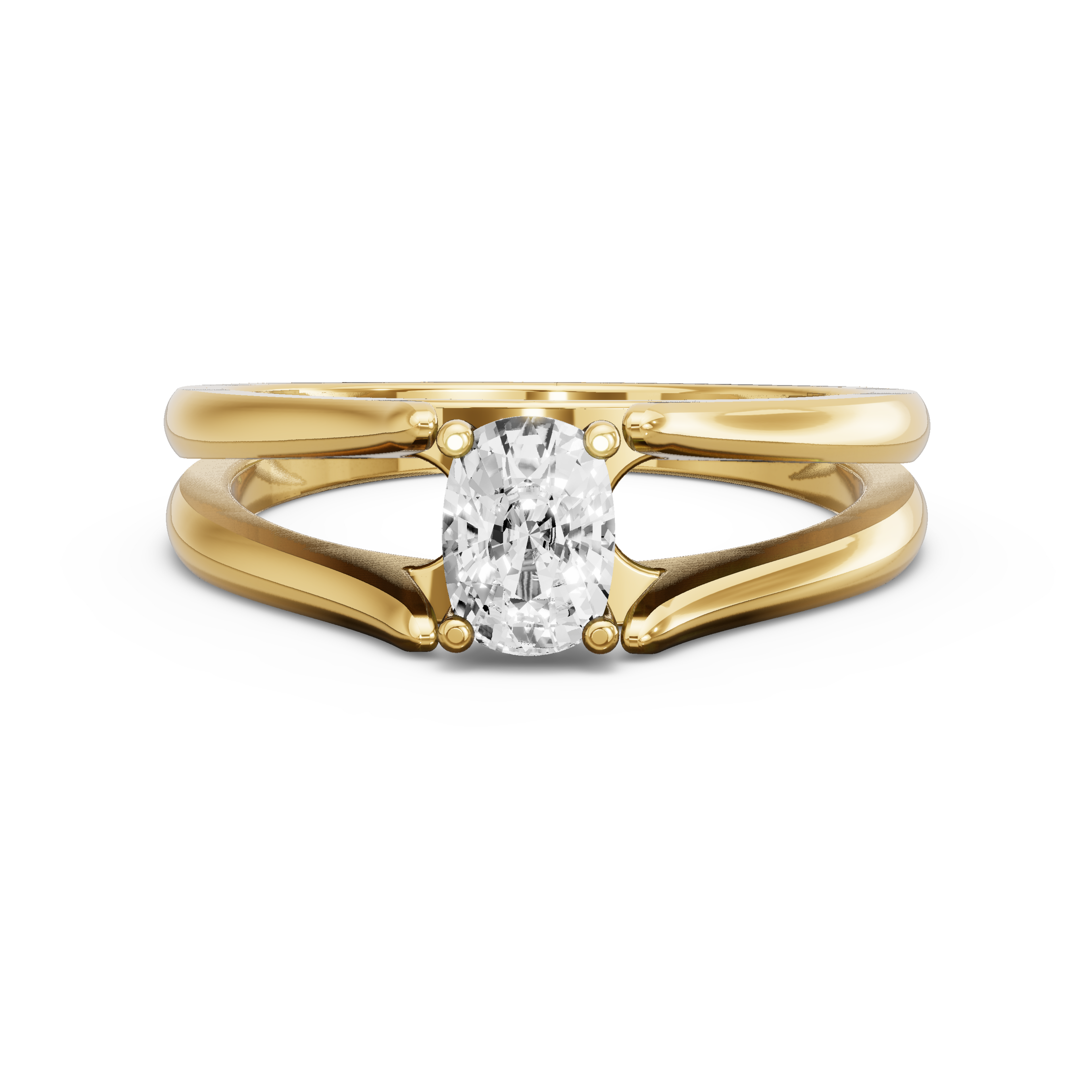 Image for Cushion Surprise diamond Ring with Split Ring Solitaire band in 14K Yellow Gold