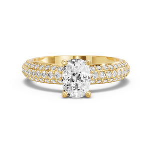 Image for Cushion Surprise diamond Ring with Triple Row Pave band in 10K Yellow Gold