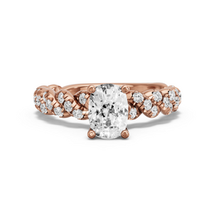 Image for Cushion Surprise diamond Ring with Twist Pave band in 18K Rose Gold