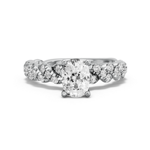 Image for Cushion Surprise diamond Ring with Twist Pave band in 18K White Gold