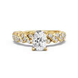 Image for Cushion Surprise diamond Ring with Twist Pave band in 10K Yellow Gold