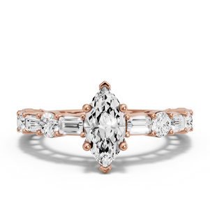Image for Marquise Surprise diamond Ring with Alternating Baguette band