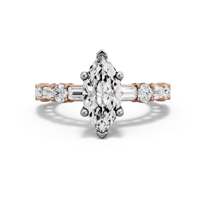 Image for Marquise Surprise diamond Ring with Alternating Baguette band
