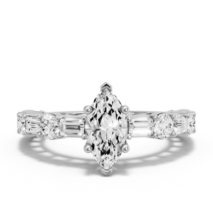 Image for Marquise Surprise diamond Ring with Alternating Baguette band