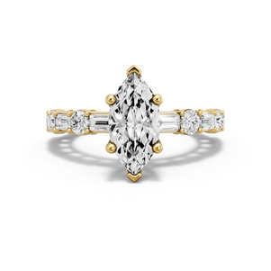 Image for Marquise Surprise diamond Ring with Alternating Baguette band in 14K Yellow Gold