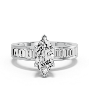 Image for Marquise Surprise diamond Ring with Baguette Channel band