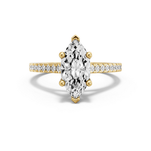 Image for Marquise Surprise diamond Ring with Cathedral Pave band in 14K Yellow Gold