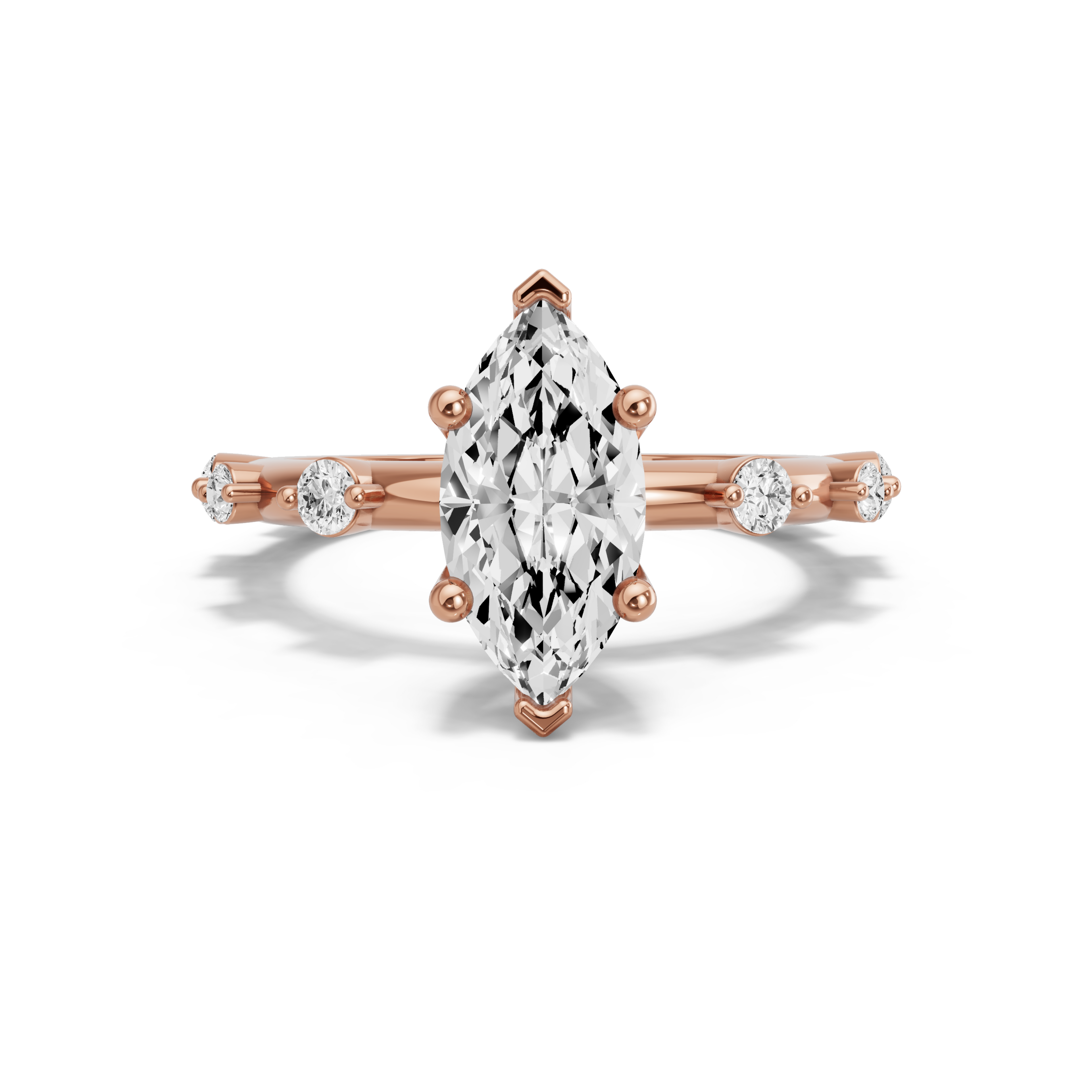 Image for Marquise Surprise diamond Ring with Floating Station band in 18K Rose Gold