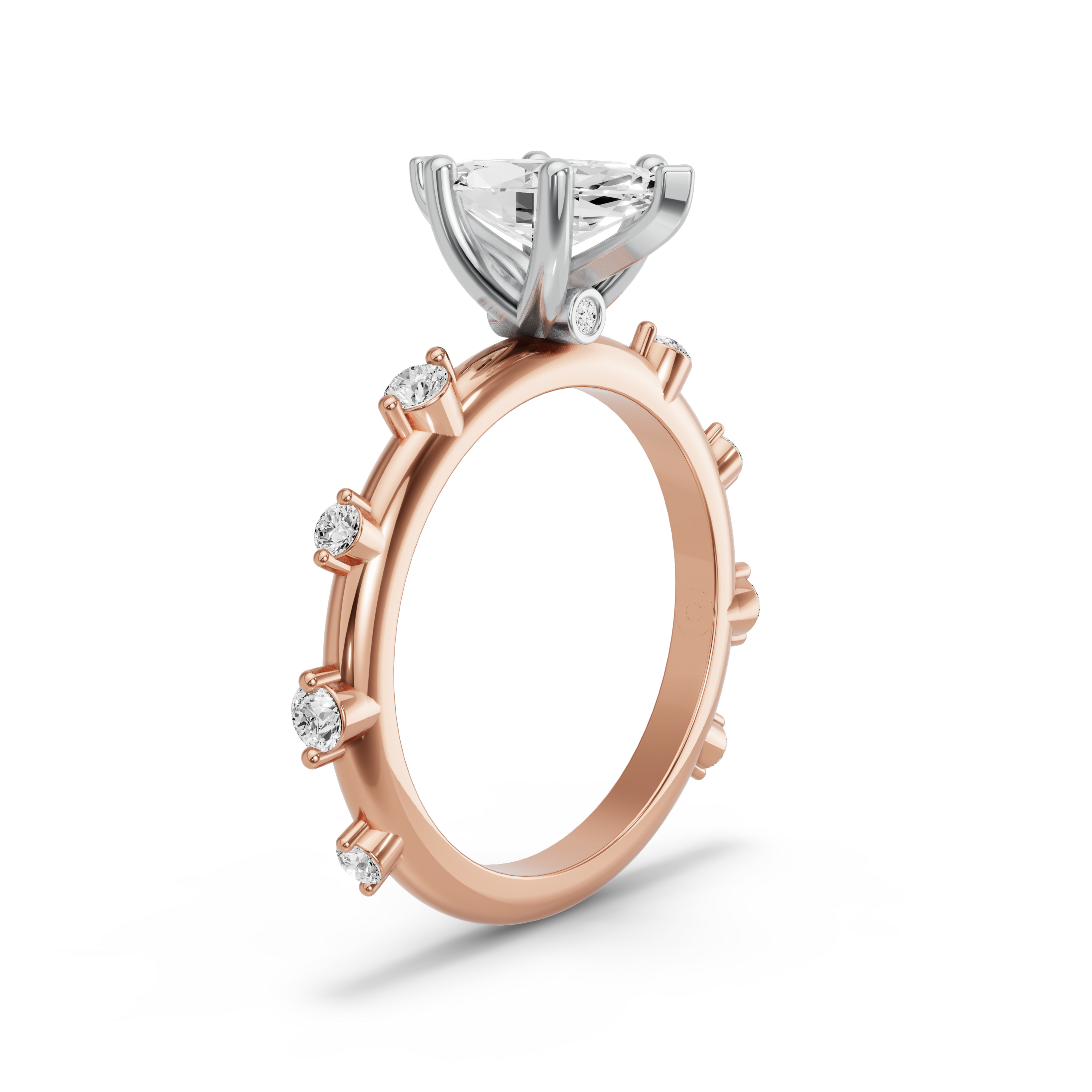 Image for Marquise Surprise diamond Ring with Floating Station band in 10K Two Tone Rose Gold