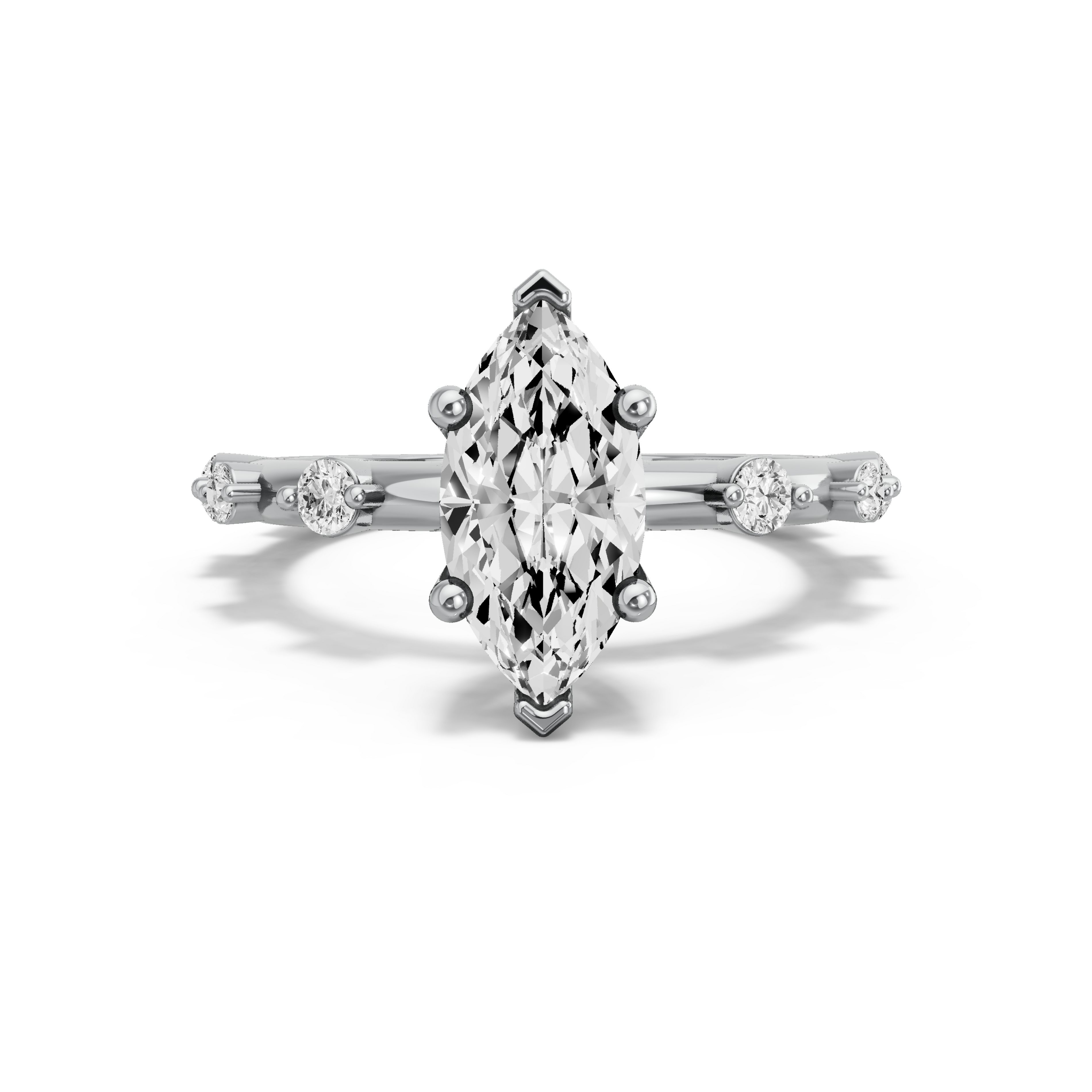 Image for Marquise Surprise diamond Ring with Floating Station band in 18K White Gold