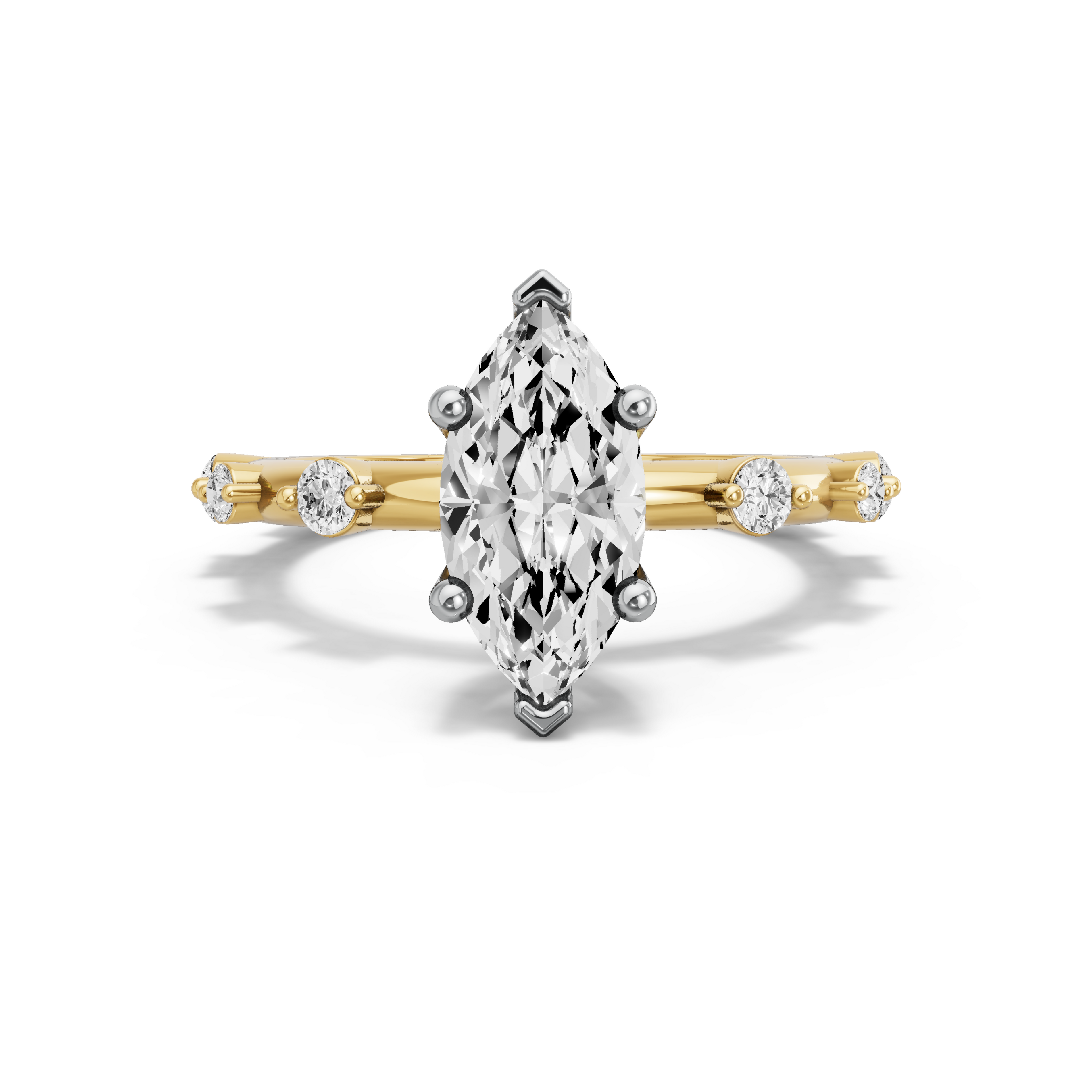 Image for Marquise Surprise diamond Ring with Floating Station band in 10K Two Tone Yellow Gold