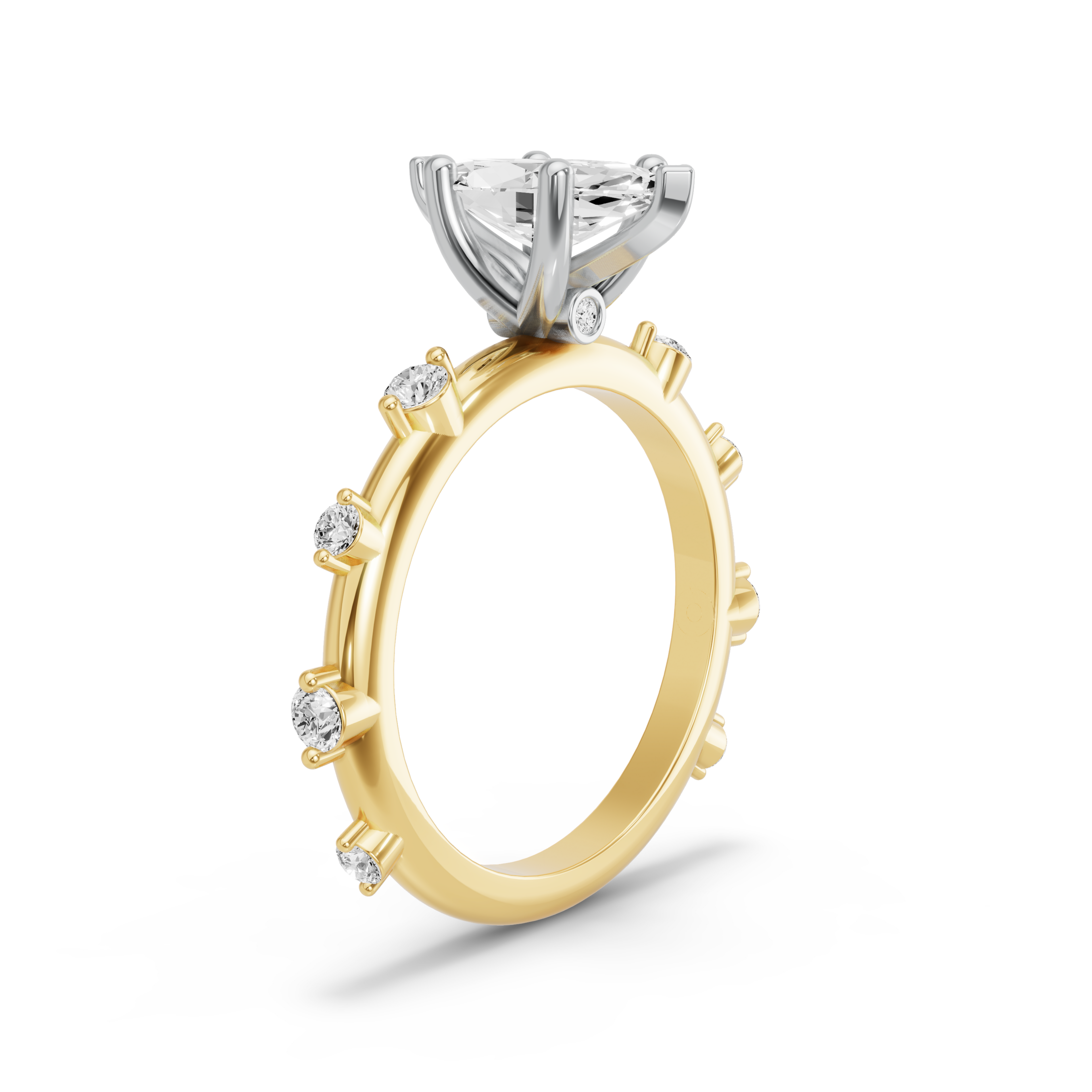 Image for Marquise Surprise diamond Ring with Floating Station band in 18K Two Tone Yellow Gold