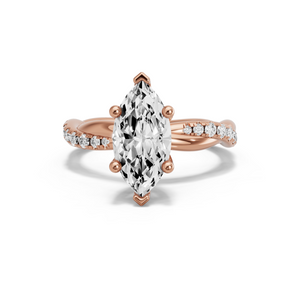 Image for Marquise Surprise diamond Ring with Rope Pave band in 18K Rose Gold