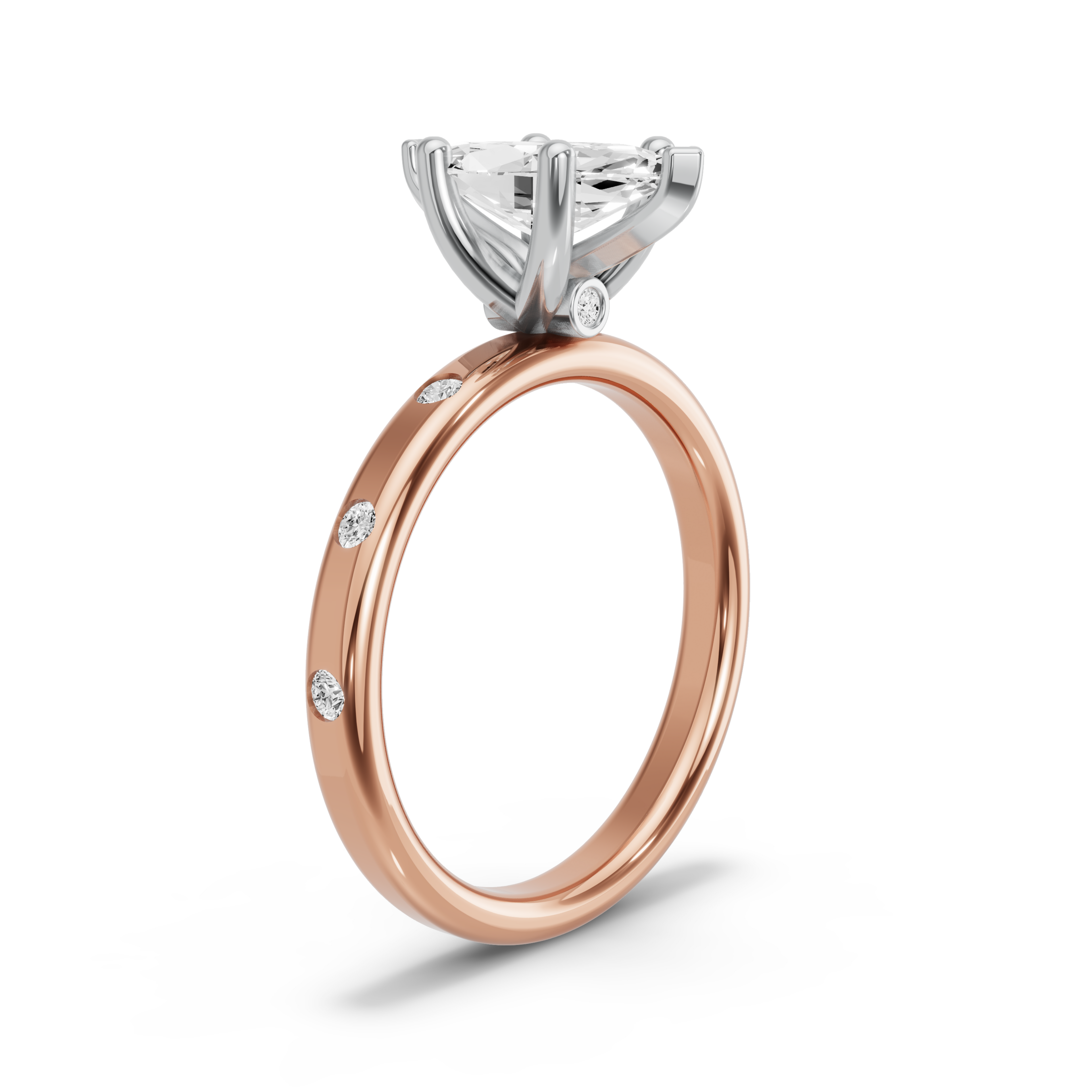 Image for Marquise Surprise diamond Ring with Sleek Accent band in 14K Two Tone Rose Gold