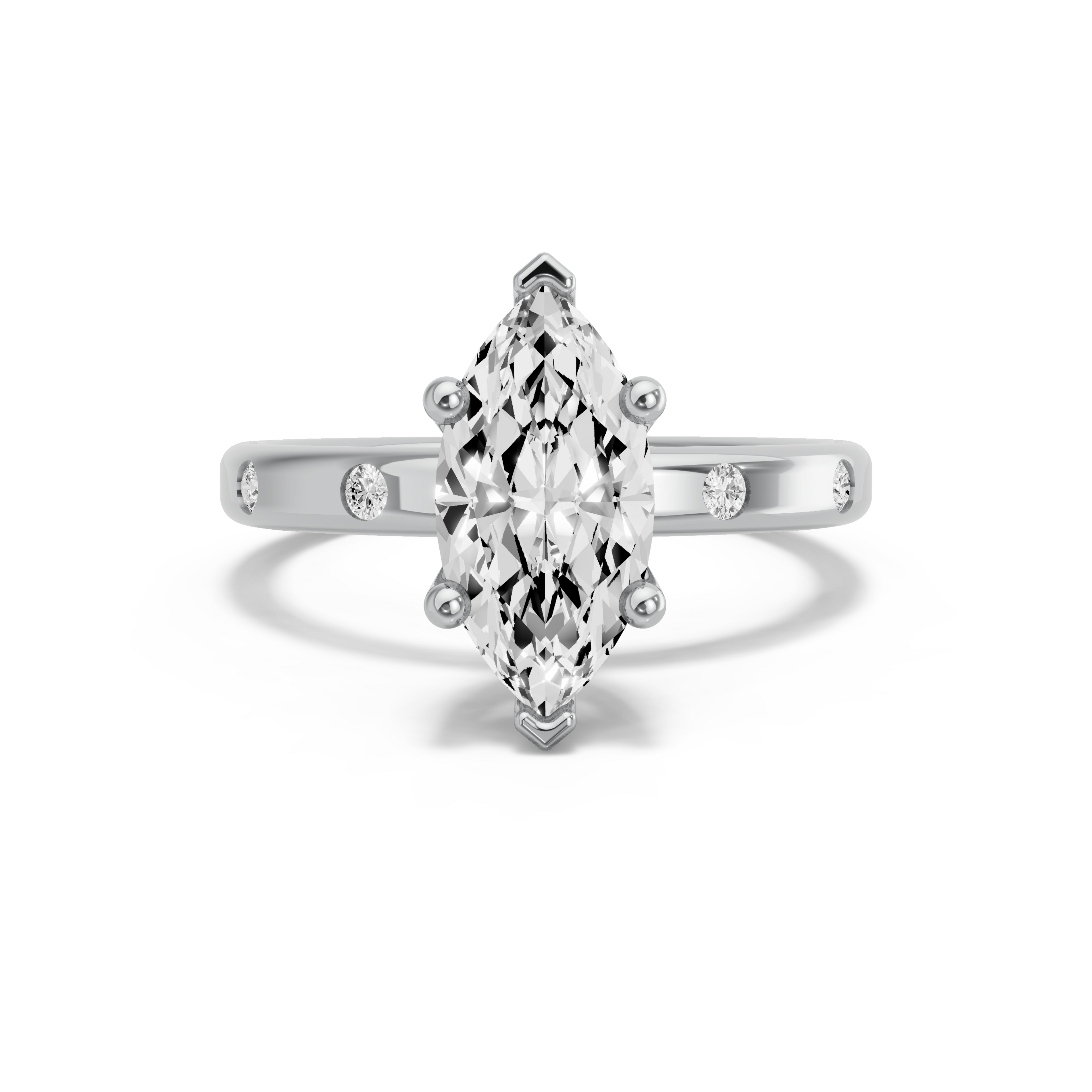 Image for Marquise Surprise diamond Ring with Sleek Accent band in 18K White Gold