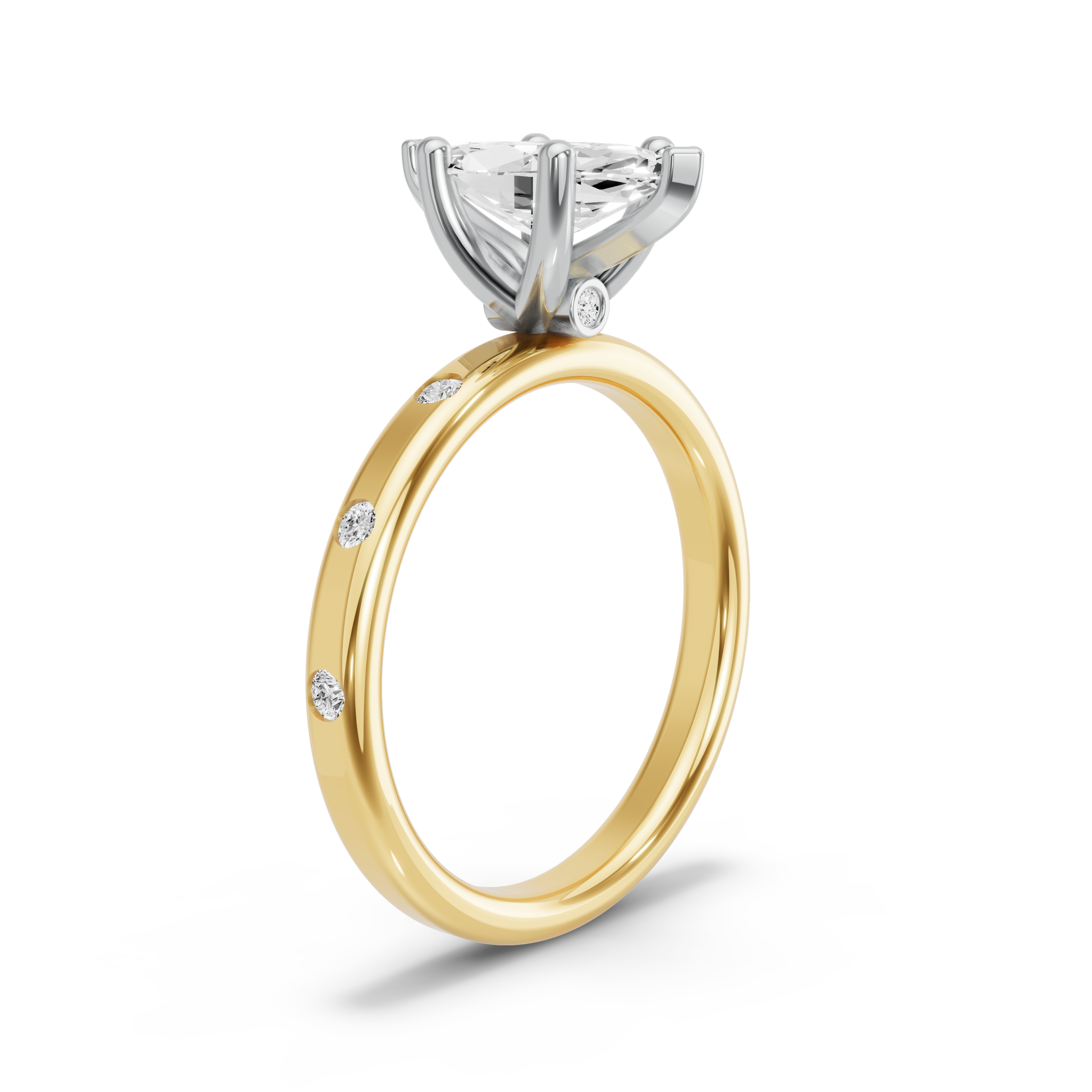 Image for Marquise Surprise diamond Ring with Sleek Accent band in 18K Two Tone Yellow Gold