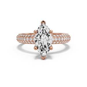 Image for Marquise Surprise diamond Ring with Triple Row Pave band in 18K Rose Gold