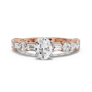 Image for Oval Surprise diamond Ring with Alternating Baguette band