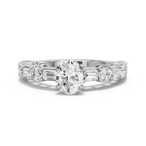 Image for Oval Surprise diamond Ring with Alternating Baguette band