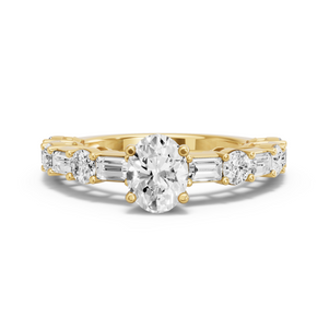Image for Oval Surprise diamond Ring with Alternating Baguette band